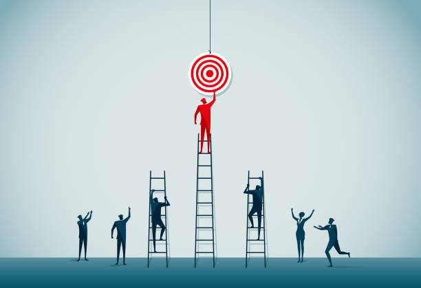 A person climbing a ladder to success
